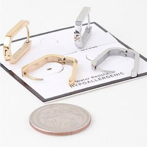 66R. Stainless Steel Oval Earrings